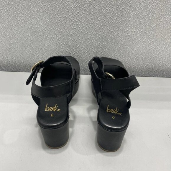 NEW BEEK Women’s Inca Platform Heeled Sandals Black Size 6 – New Without Box - Picture 4 of 9